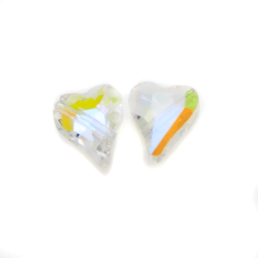 10HT512-D: FC Heart Bead Cry AB Diagonal Hole 10x12mm - 10PC - Image 2