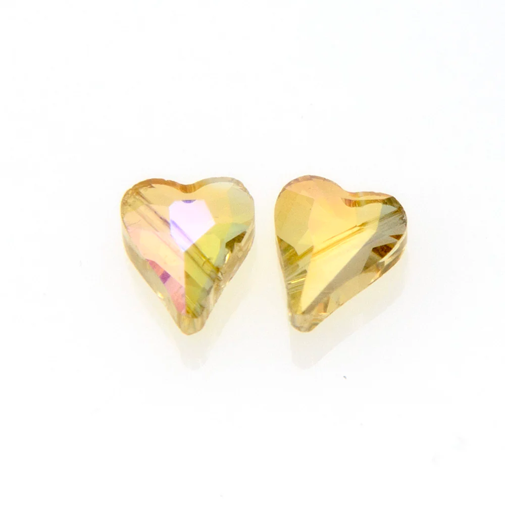 10HT523-D: FC Heart Bead Honey Flair Diagonal Hole 10x12mm - 10PC - Image 2