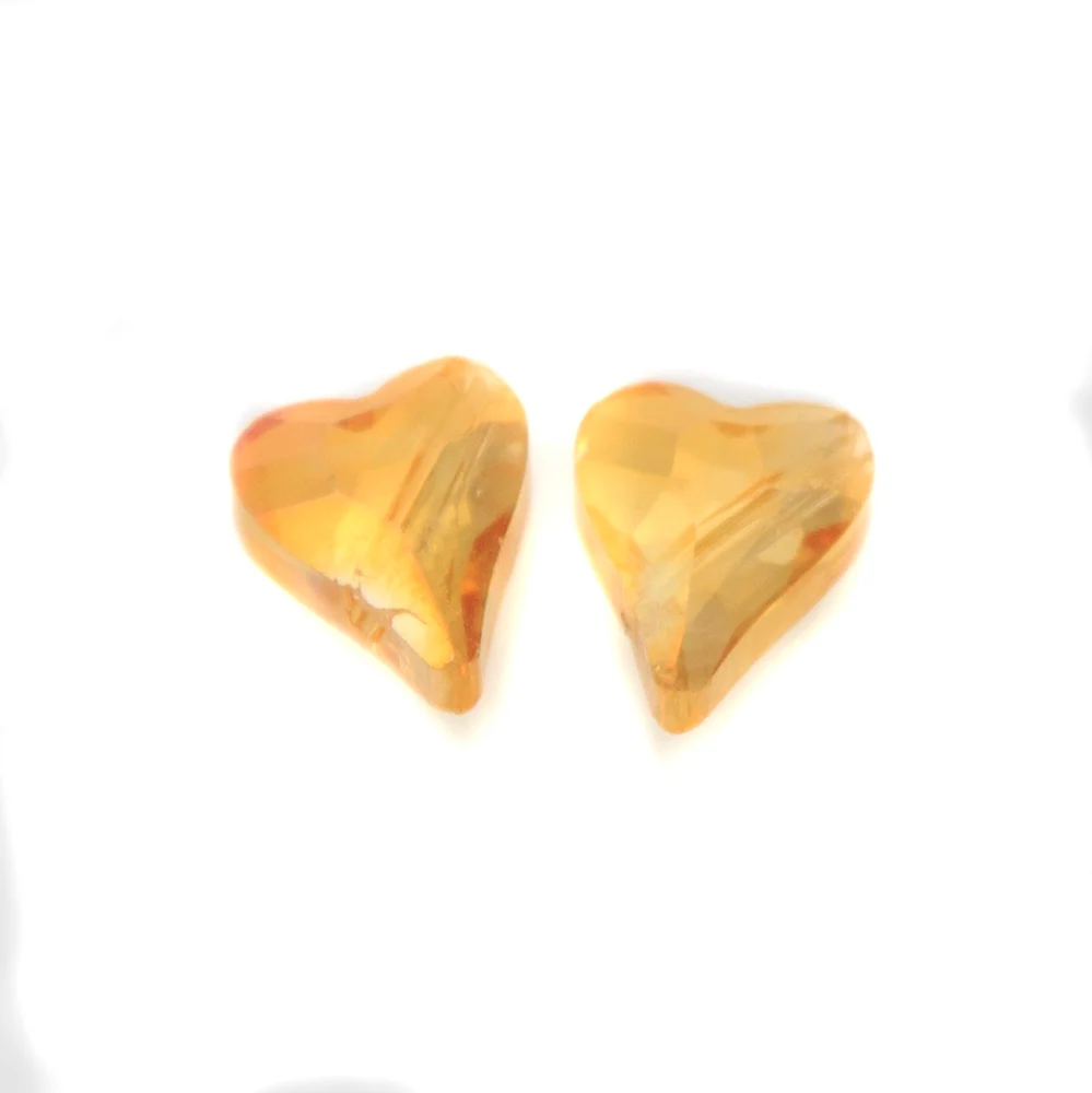 10HT533-D: FC Heart Bead Orange Flair Diagonal Hole 10x12mm - 10PC - Image 2
