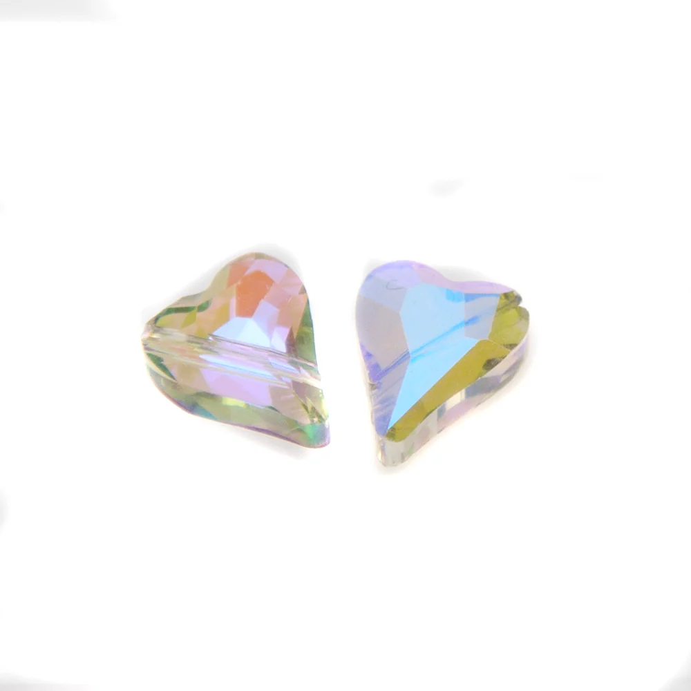 10HT597-D: FC Heart Bead Blue/Pink AB Diagonal Hole 10x12mm - 10PC - Image 2