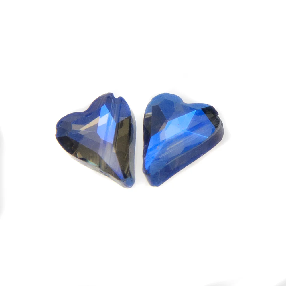 10HT877-D: FC Heart Bead Blue Metallic Diagonal Hole 10x12mm - 10PC - Image 2