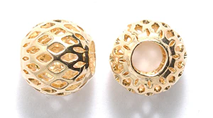 10ME805-G: Metal Filigree Round 10mm Gold 4mm Hole-12PC