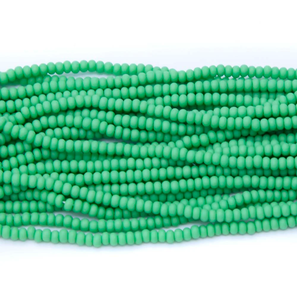 10SB182-M: CZ Seed Bead Opaque LT Green Matte 10/0 - 5HK - Image 2