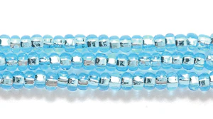 10SB462: CZ Seed Bead Silver Lined LT Aqua 10/0 5HK