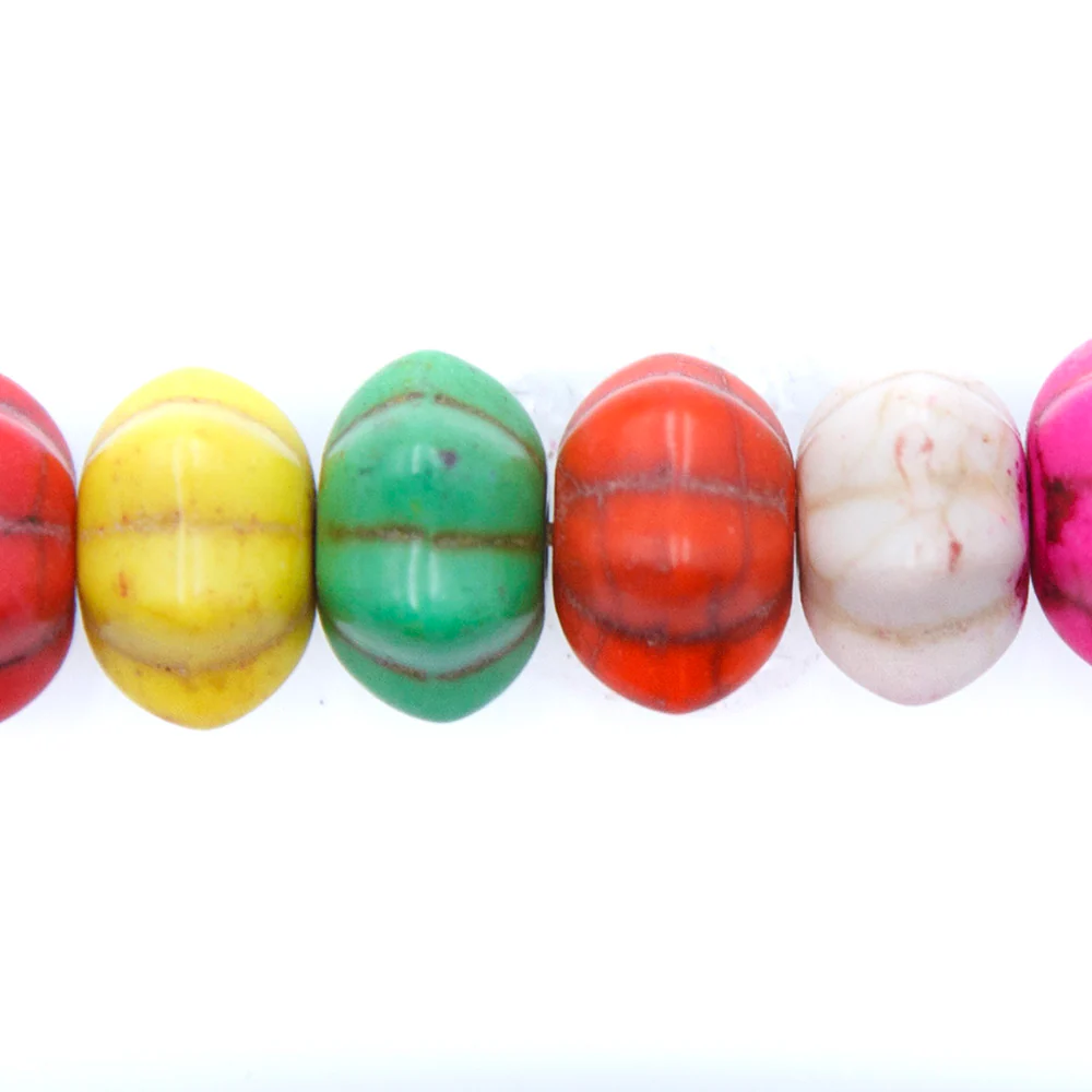 12ST612-MXP: Magnesite Pumpkin Beads Mix 12x7mm 15.5" - Image 2
