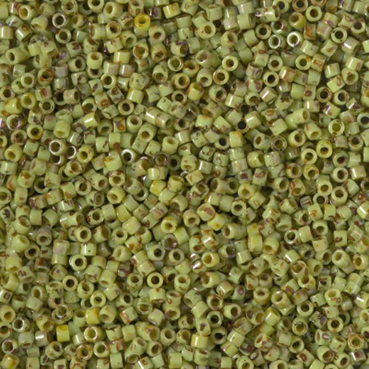 14SD183-52R: DB2265 Delica Opaque Chartreuse Picasso 11/0 - 9GM