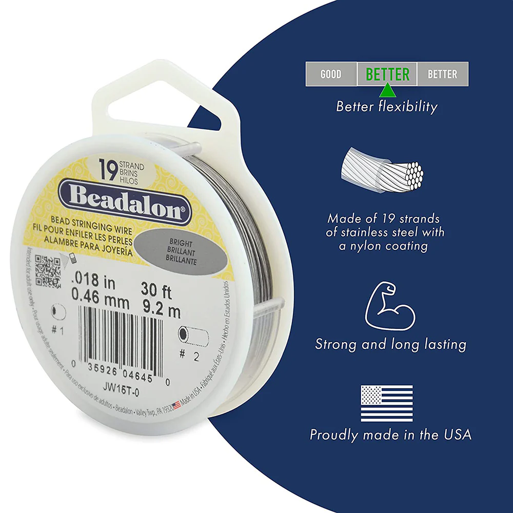 15FI296-SG100: Beadalon .015 19-strand Satin Gold 100FT - Image 2