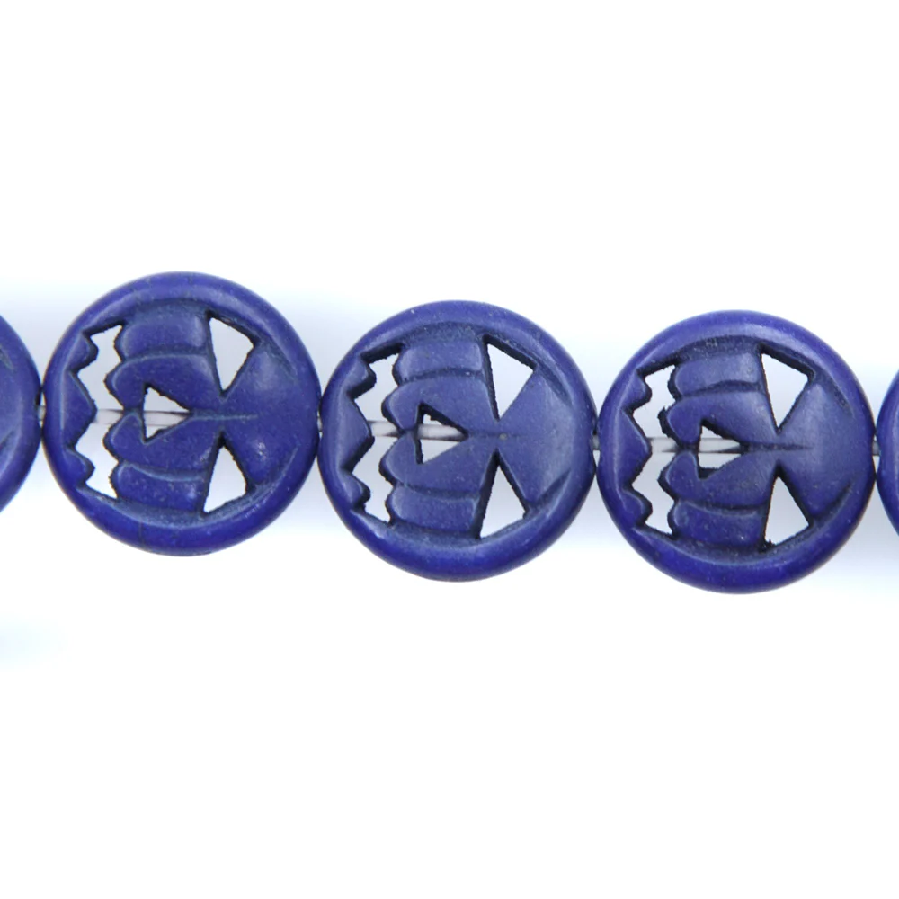 15ST50-DB: 15mm Lapis Magnesite Pumpkin Beads 15.5"