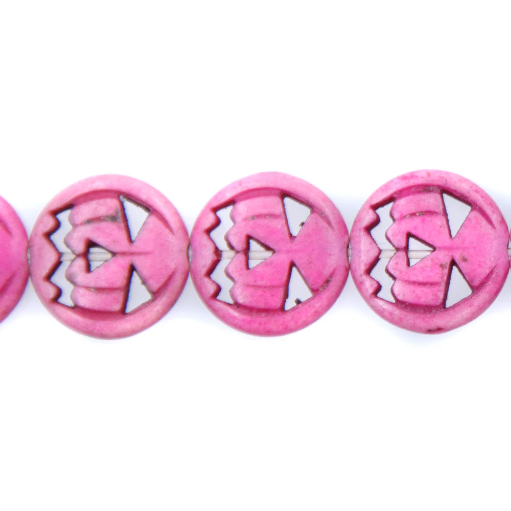 15ST50-PNK: Magnesite Pink Pumpkin 15mm 15.5" String - Image 2
