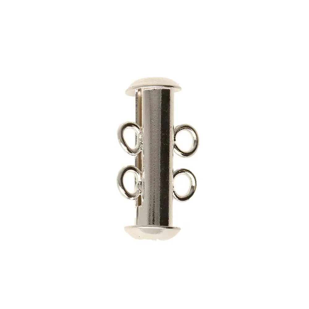 2FI357-S: Clasp Slide Magnetic 2-strand Silver Plated 10x16mm - 1SE