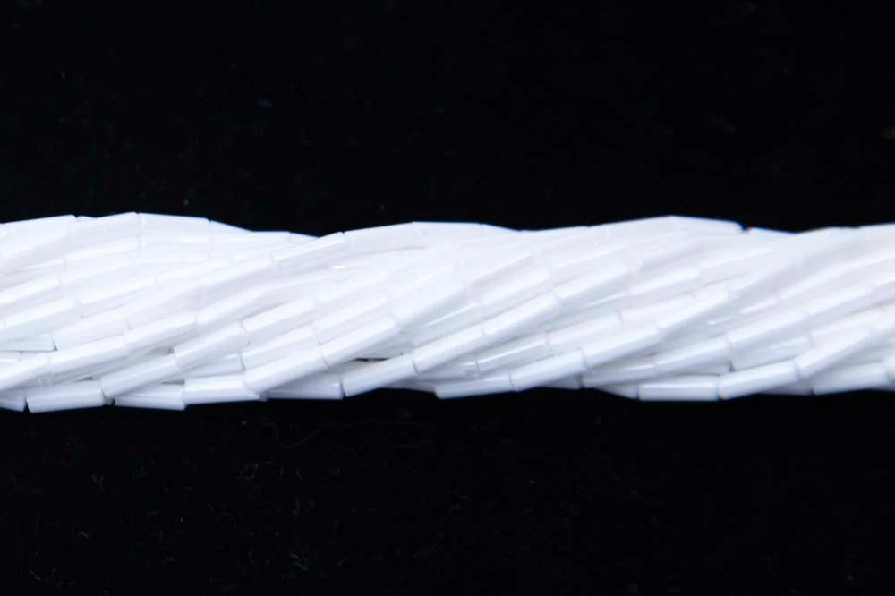 3BB312R: Bugle Bead Opaque Luster White #3 1 Hank - Image 2