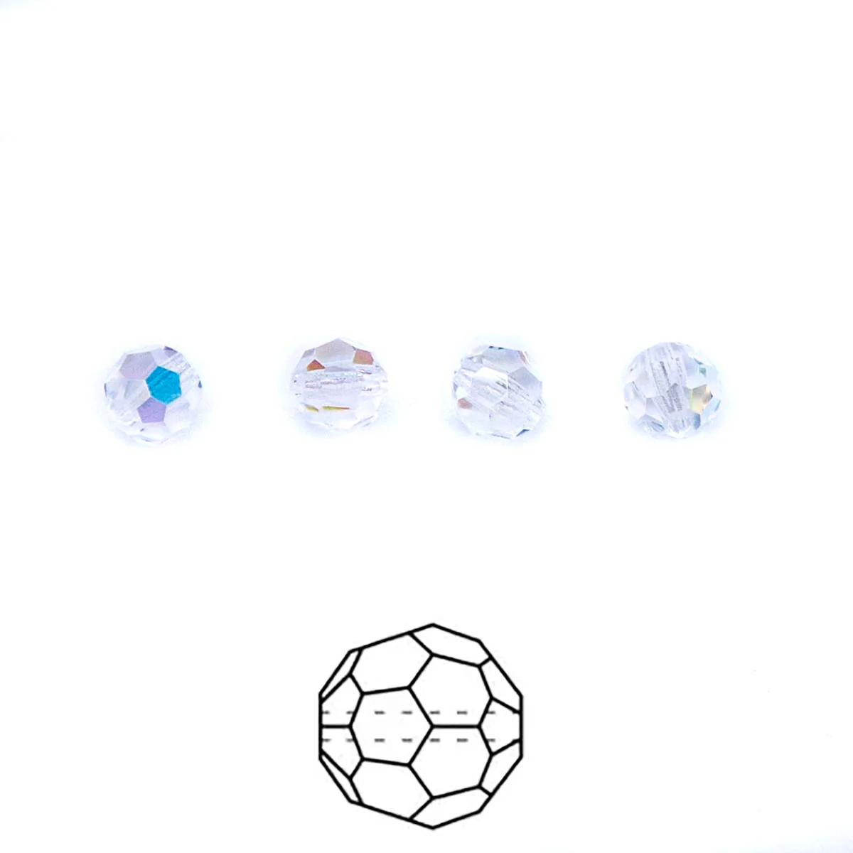 5CC512: Preciosa Crystal Round Crystal AB 5mm-72PC
