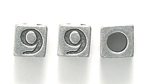 5PW955-9: Bead Alphabet Cube 9 Ant Pewter 5mm 1PC