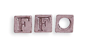 5PW955-F: Bead Alphabet Cube F Ant Pewter 5mm 1PC