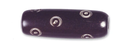 64BN109-CJ: India Bone Tube Bullseye Black Carved 1 In 15 Pieces