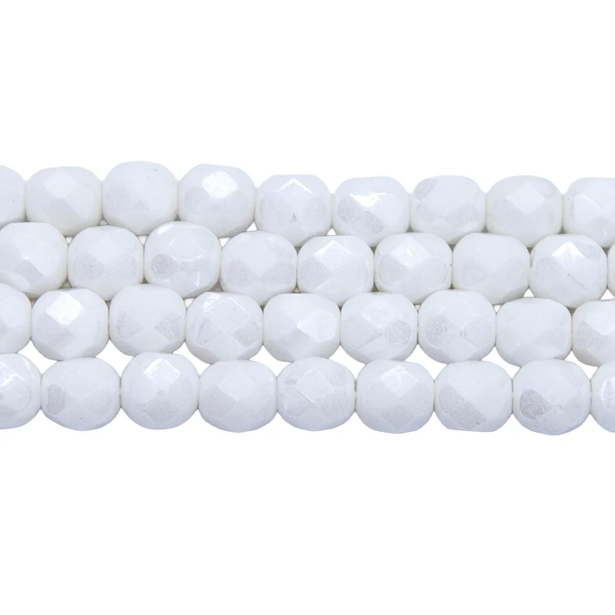 6FC312: CZ FACET RD Opaque White Luster 6mm 300PC