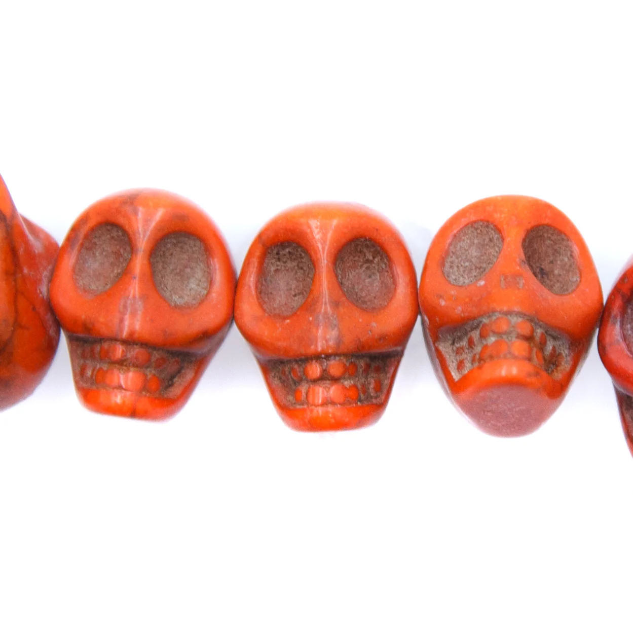 6ST50-O: 14x10mm Orange Magnesite Skull Beads 15.5" - Image 2