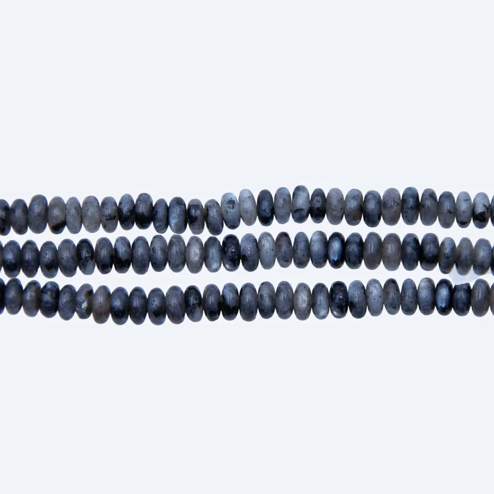 70ST456: 4mm Black Labradorite Rondelle Beads 15.5"