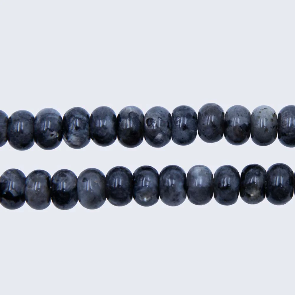 74ST456: 8mm Black Labradorite Rondelle Beads Dark 15.5"