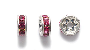 75CC294-S: Preciosa Crystal Rondell Fuchsia Silv 6mm-36PC