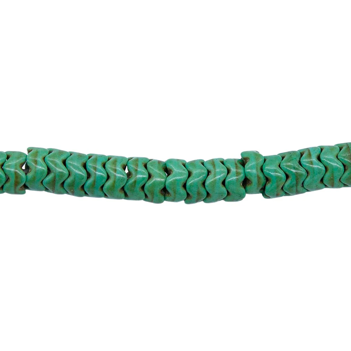 76ST612-GW: Magnesite Wavy Heishi Beads Green 6mm 15.5"
