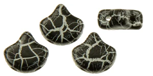 7GL60912-IO: CZ Ginko 2-H Bead 7.5MM Ionic JET/WHITE
