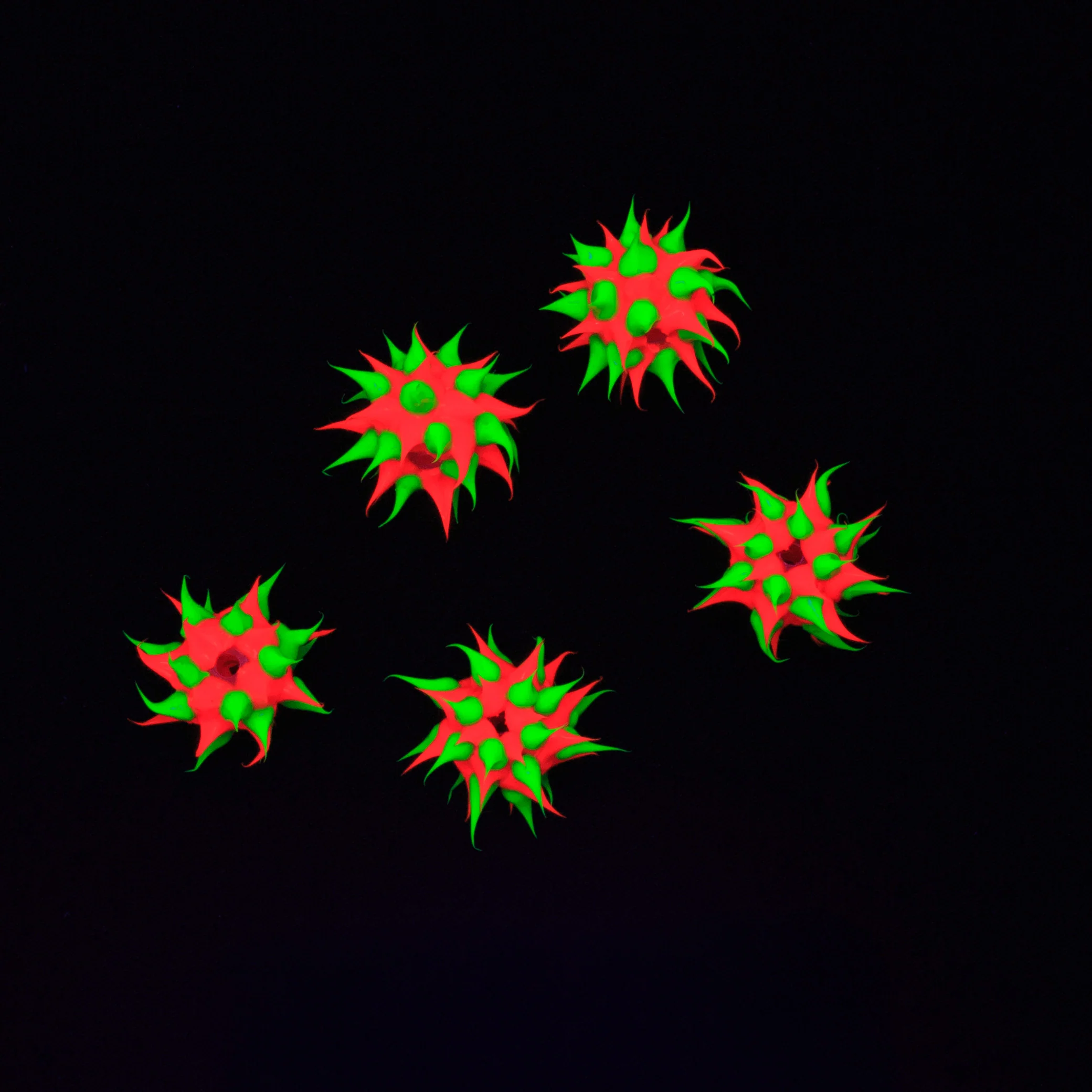 8MS134-82: Rubber Bead Round Orange With Green 8mm - 5PPK - Image 2