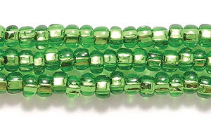 8SB482: CZ Seed Bead Silver Lined LT Green 8/0 3HK