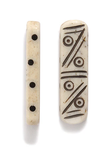 99LC112-4A: Bone Choker Spacers 4 Hole 9x29 Average Carved 18 Pieces