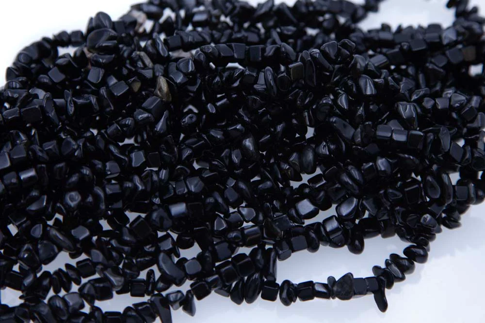 99ST401-N: 8-12mm Onyx Obsidian Chips 36" - Image 2