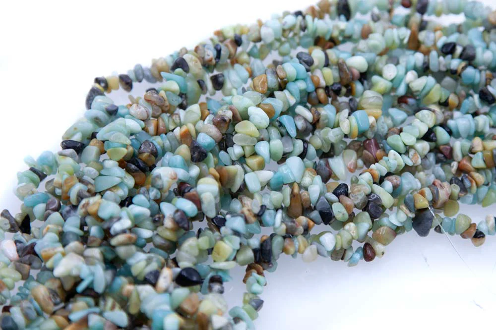 99ST436-N: 8-12mm amazonite Chips 36" - Image 2