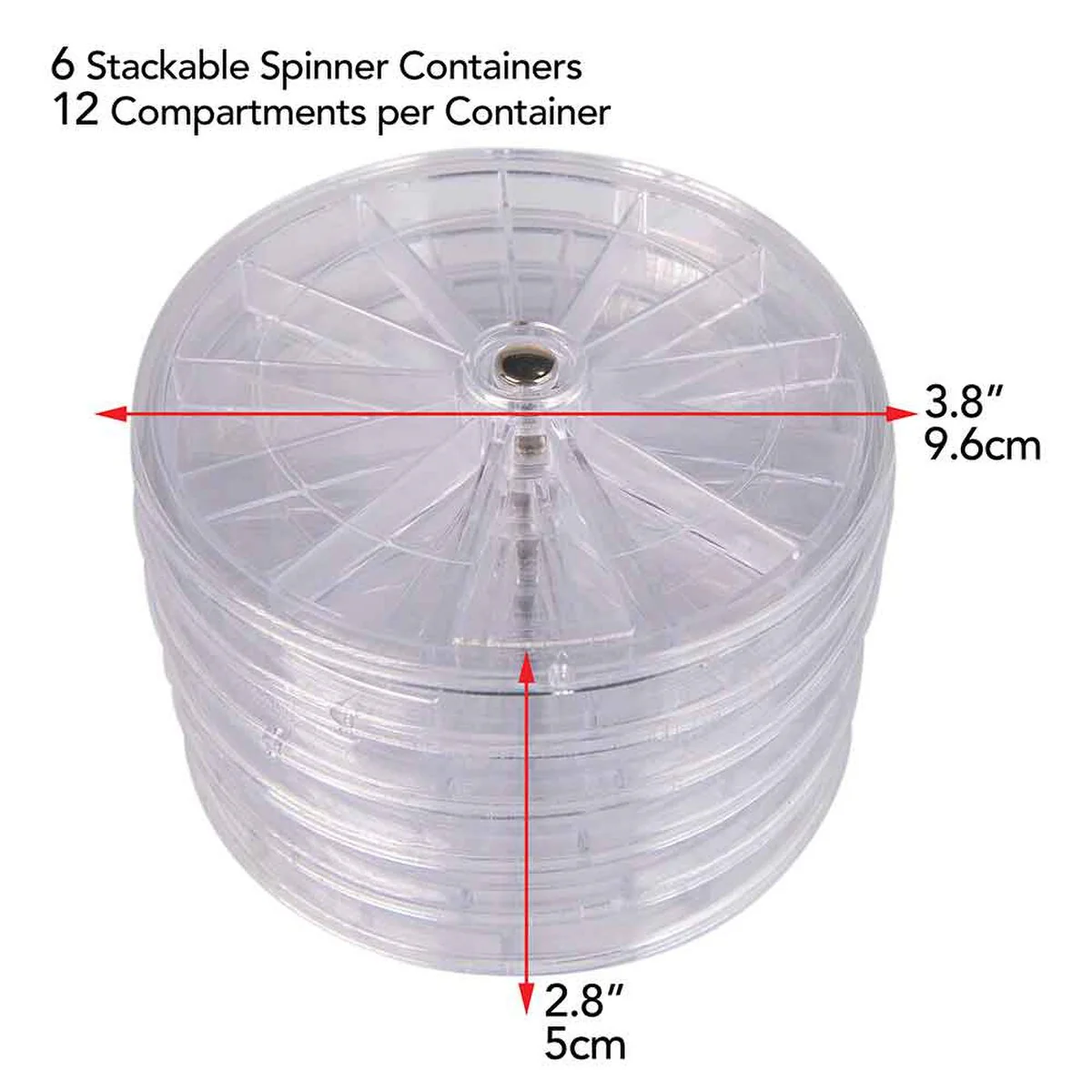BC612-ORG: Organizer 3.8" Stackable 12 Compartment Spinner 6PPK - Image 2