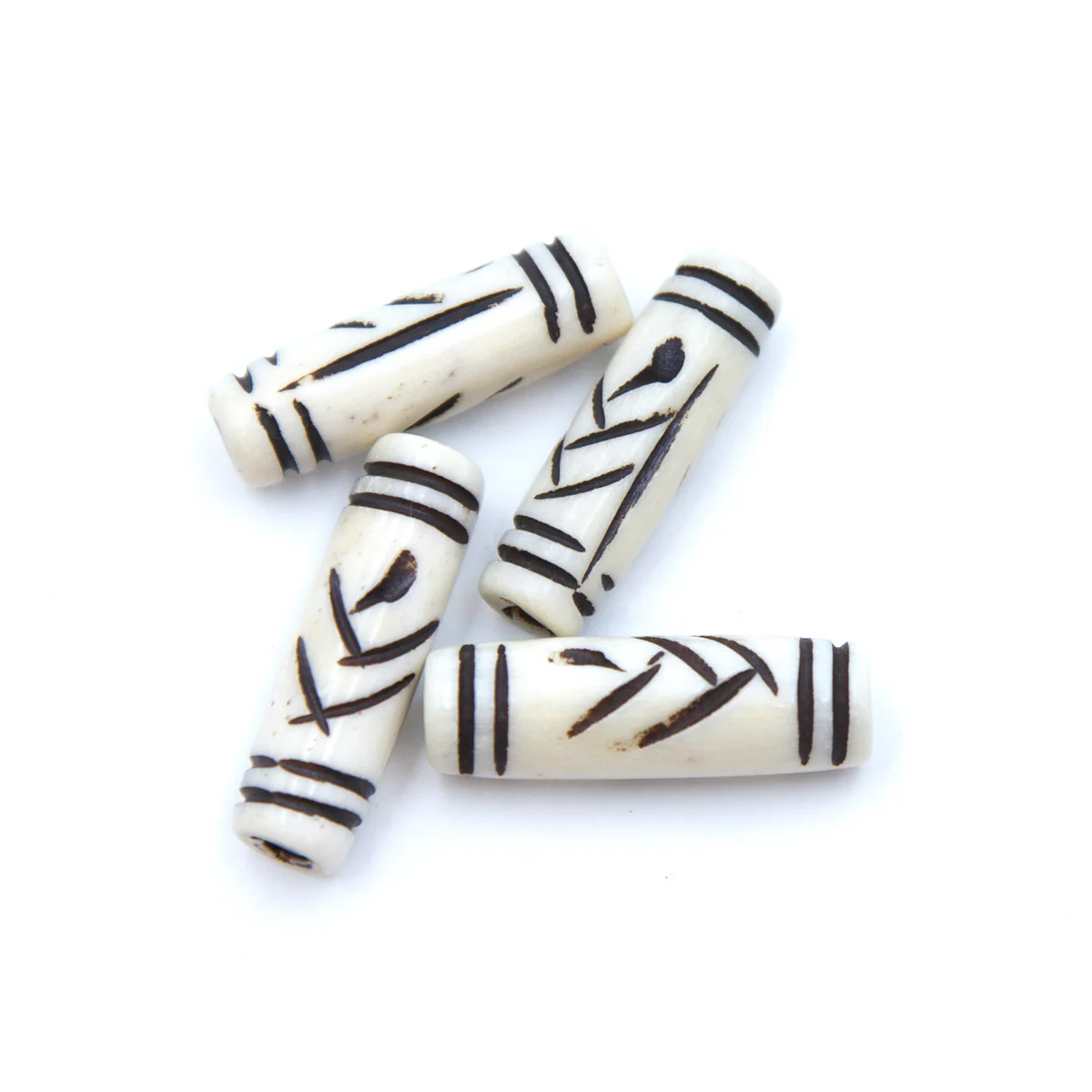 BN275-37: Bone Carved Tube With Design 8x24mm 20 Pieces - Image 2