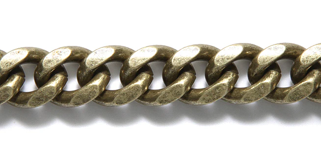 CX917-AB: Chain Steel 11x13.5mm Curb ANT Brass 6"