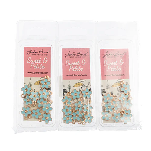 DZ0464-05: Zinc Charms 10x12mm Small Flower Blue - 10PPK - Image 2
