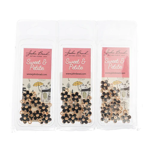 DZ0464-06: Zinc Charms 10x12mm Small Flower Black - 10PPK - Image 2