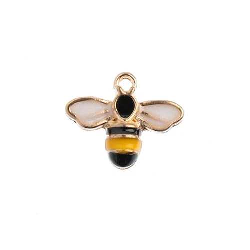 DZ0464-62: Zinc Charms 12x15mm Bumble Bee Yellow/Black - 10PPK