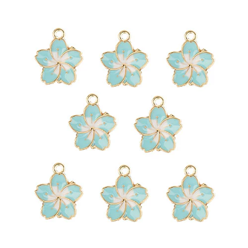 DZ0467-007: Zinc Charm 13x16mm Blue Flower 8PPK - Image 2