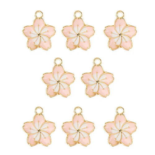 DZ0467-009: Zinc Charm 13x16mm Pink Flower 8PPK - Image 2