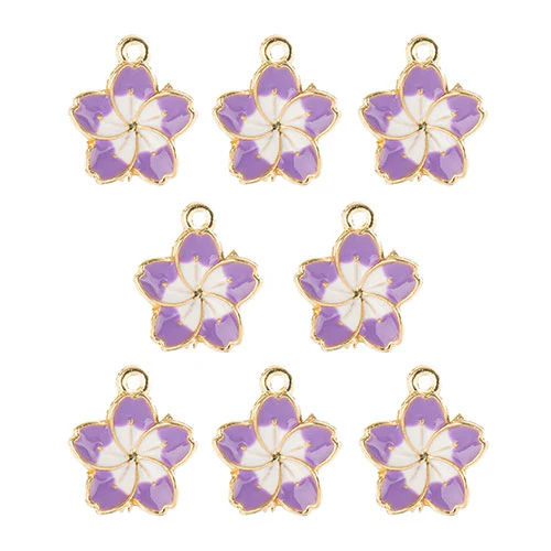 DZ0467-011: Zinc Charm 13x16mm Purple Flower 8PPK - Image 2