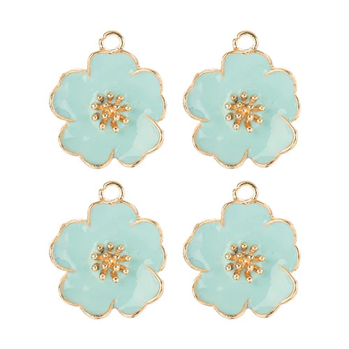 DZ0467-012: Zinc Charm 20x24mm Blue Flower 4PPK - Image 2