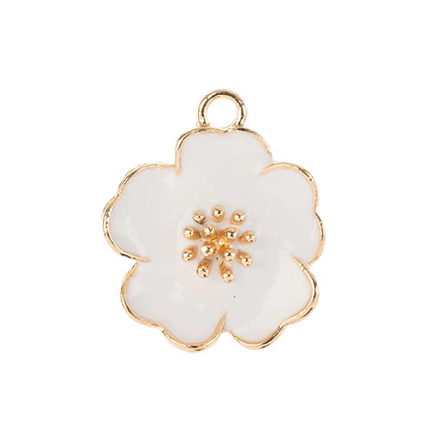 DZ0467-013: Zinc Charm 20x24mm White Flower 4PPK