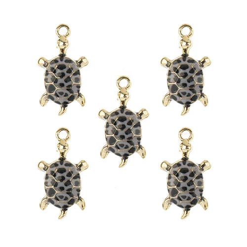 DZ0467-022: Zinc Charm 24x14mm Turtle Black 5PPK - Image 2