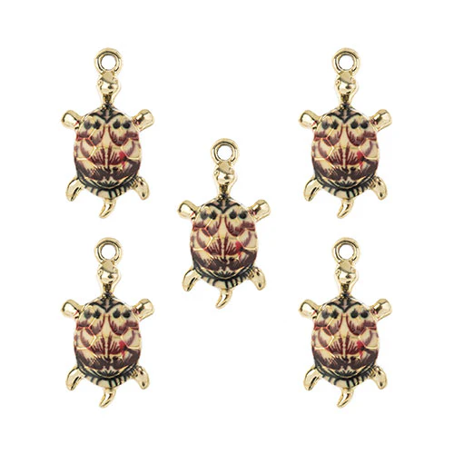 DZ0467-023: Zinc Charm 24x14mm Turtle Brown 5PPK - Image 2