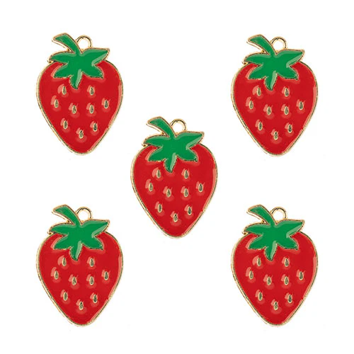 DZ0467-025: Zinc Charm 27x20mm Strawberry 5PPK - Image 2