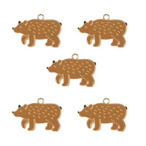 DZ0467-029: Zinc Charm 20x30mm Bear 5PPK - Image 2