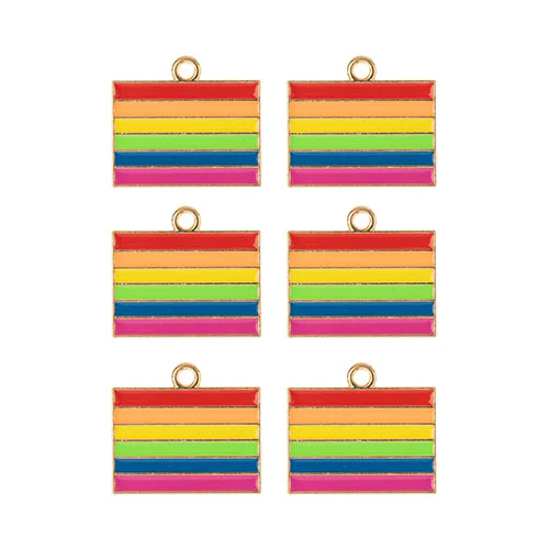 DZ0467-032: Zinc Charm 17.5x20mm Rainbow Flag 6PPK - Image 2