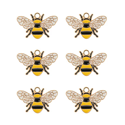 DZ0467-035: Zinc Charm 17x26mm Bee 6PPK - Image 2