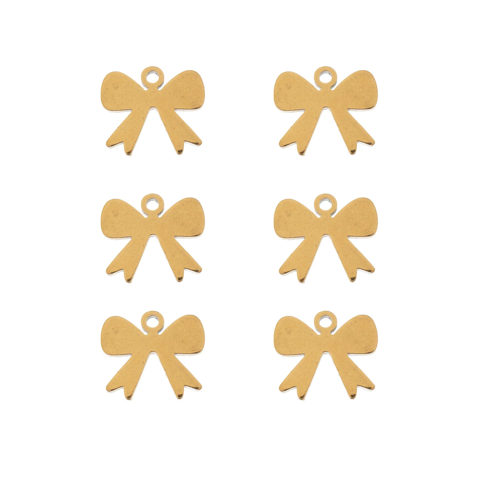 DZ0468-002: Steel Charm 9.1x10mm Bow GLD PLT 6PPK - Image 2