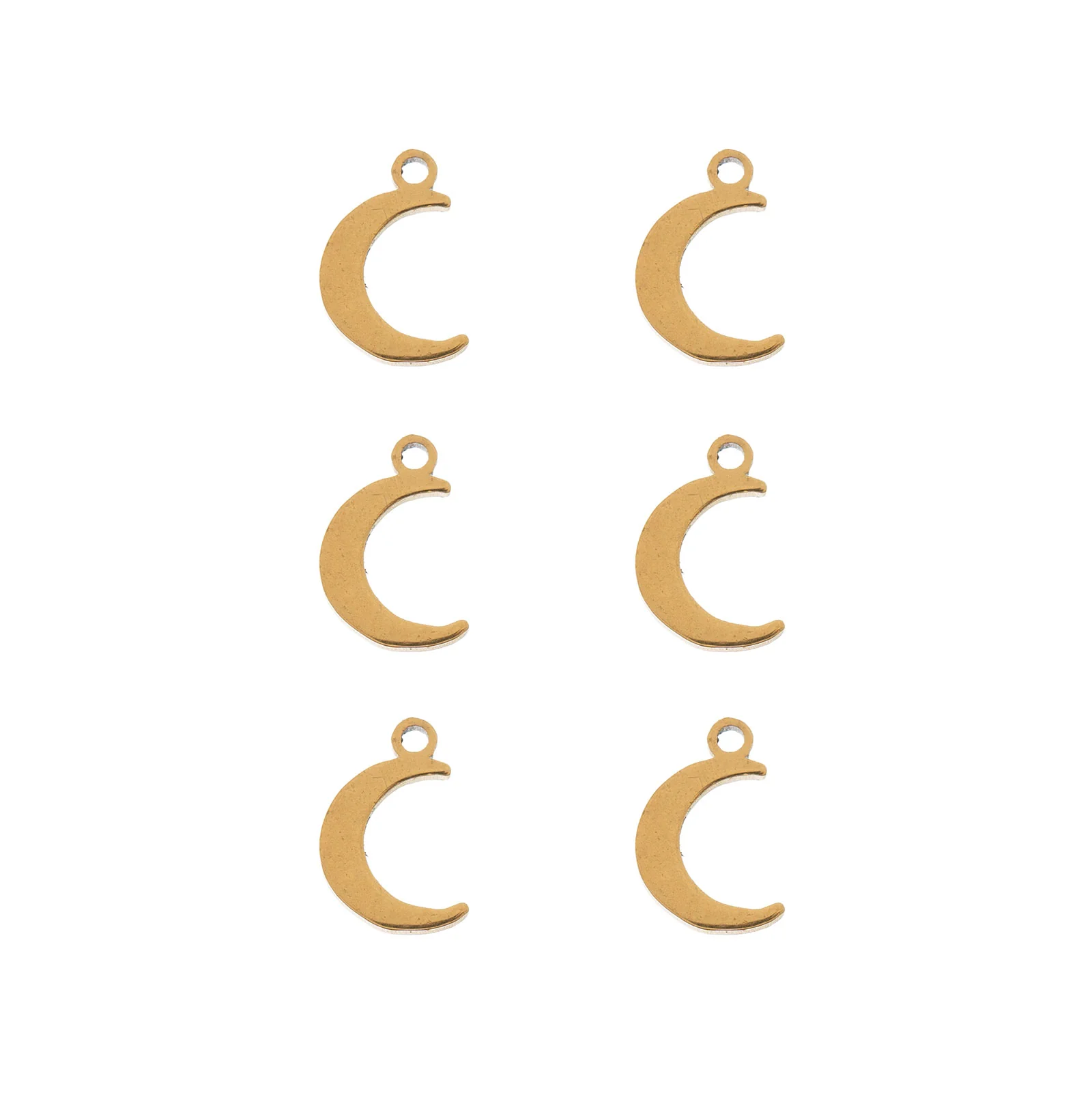 DZ0468-004: Steel Charm 7.5x9.5mm Crescent Moon GLD PLT 6PPK - Image 2